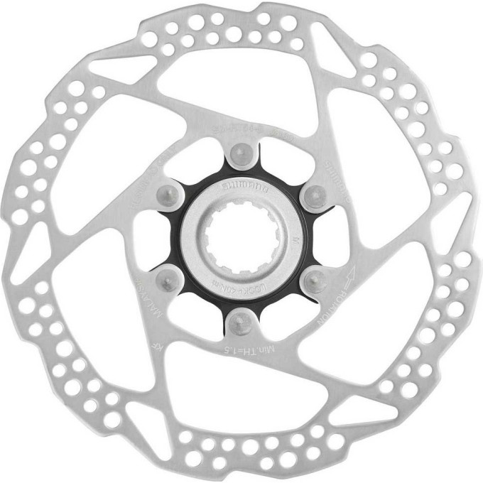 Тормозной диск SHIMANO RT54, 160мм, C.LOCK, ВНЕШН. ШЛИЦЫ СТОП. КОЛЬЦА ТОЛЬКО ДЛЯ ПЛАСТ КОЛОД ESMRT54SE